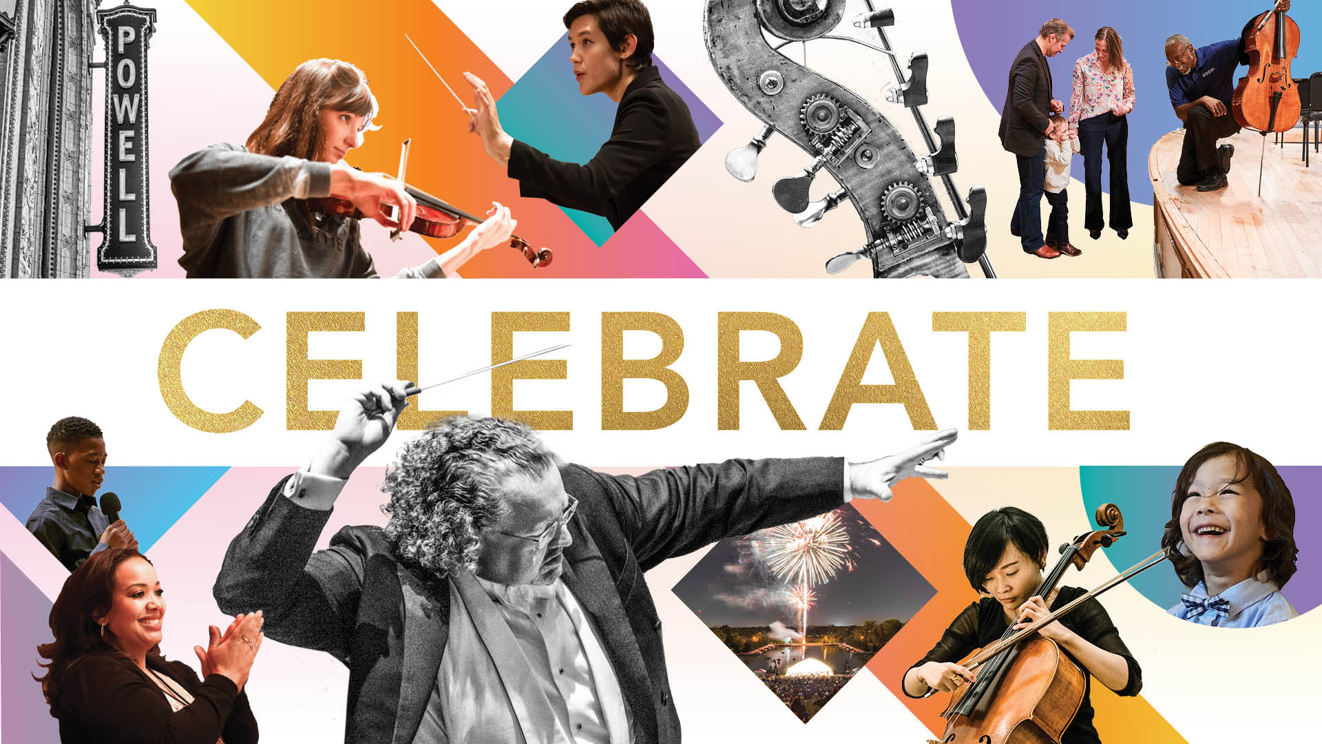 Collage of SLSO Images with SLSO CELEBRATES in gold letters