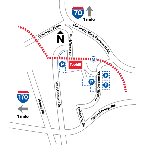 Touhill Performing Arts Center parking map
